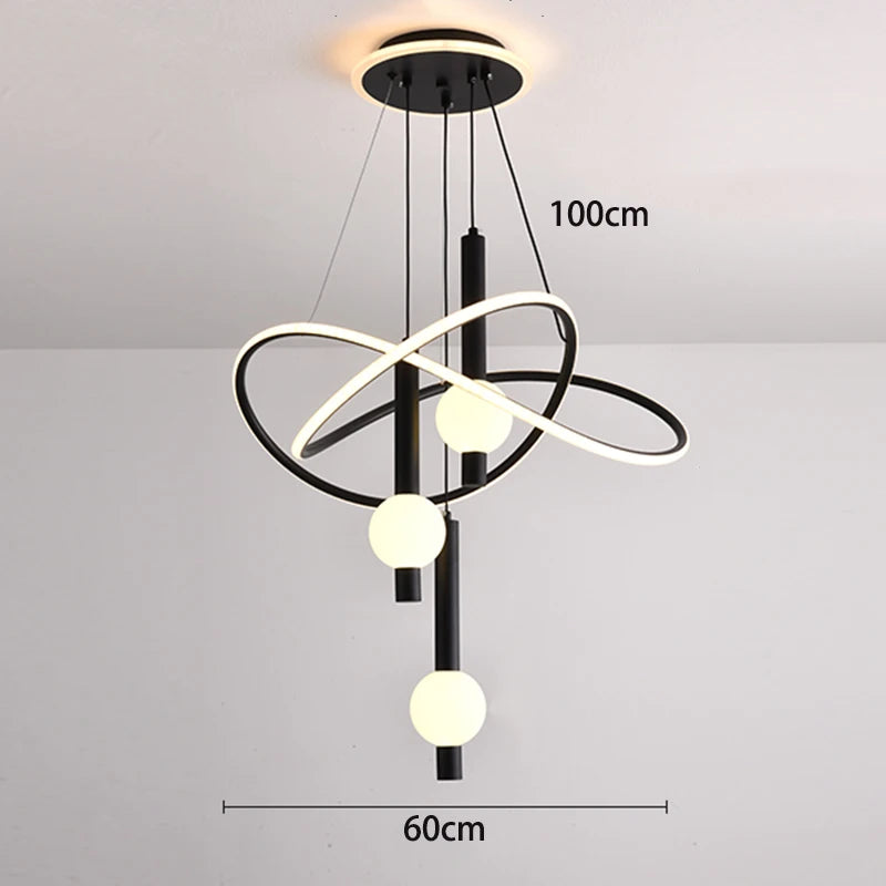 Suspension LED moderne en fer forgé avec 3 couleurs et variateur