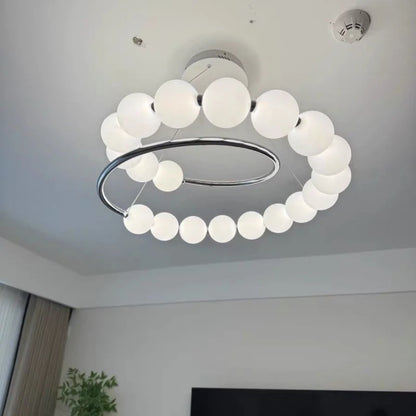 Suspension LED ronde en verre moderne pour intérieur luxe et ambiance chaleureuse