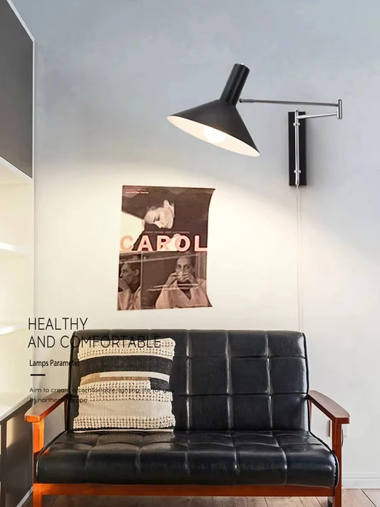 Applique Murale Bauhaus à Basculer avec Prise Pliable, LED Rotative, Chevet Rétro