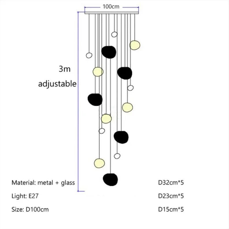 Suspension LED en verre blanc Gregg, design moderne pour villa et escalier