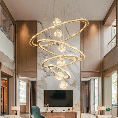 Lustre moderne en cristal nordique à lumière LED pour salon élégant