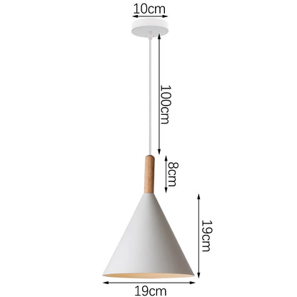 Suspension LED E27 moderne en fer et bois style nordique pour salon et cuisine