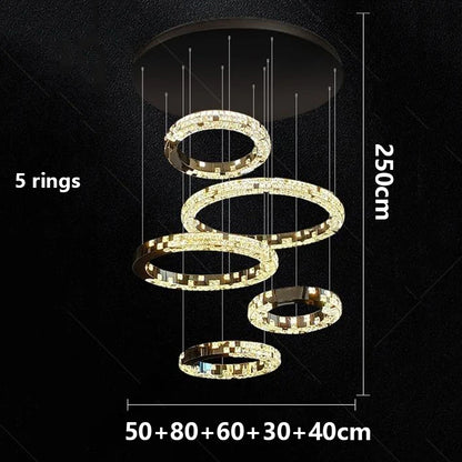 Lustre suspendu en cristal moderne pour escalier et salon, éclairage intérieur élégant