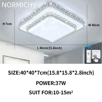 Plafonnier LED moderne design diamant blanc lumière chaude pour salon et chambre