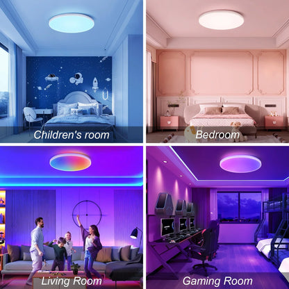 Plafonnier LED 72W RGB Dimmable avec Télécommande, Design Moderne