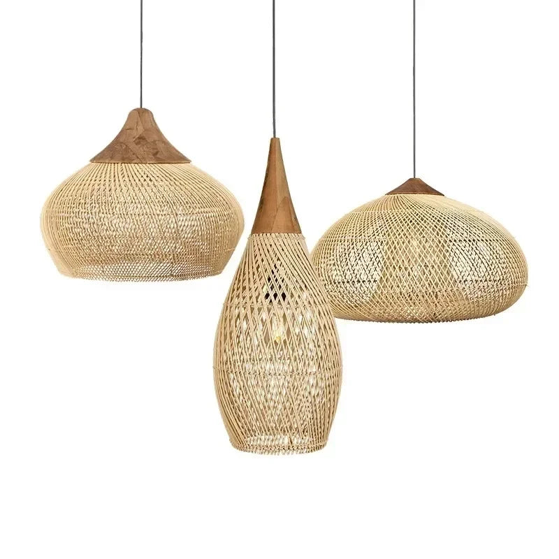 Suspension grand lustre en rotin tissé main style Boho ambiance chaleureuse
