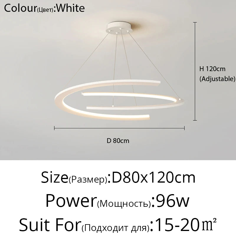 Suspension anneau design nordique en métal, lumière LED chaleureuse