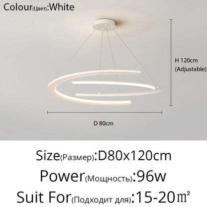Suspension anneau design nordique en métal, lumière LED chaleureuse