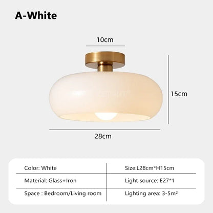 Suspension Bauhaus en verre blanc et orange, éclairage chaleureux pour intérieur moderne