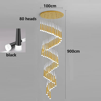 Suspension LED moderne en alliage pour escalier et salon, lumière chaude réglable