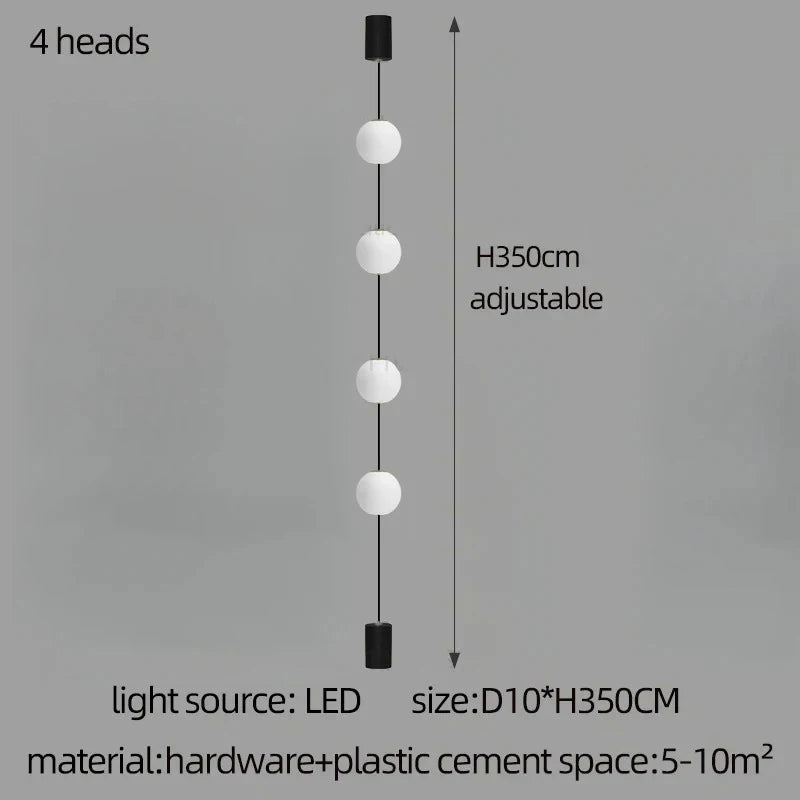 Suspension sphérique nordique moderne en métal pour salon lumineux