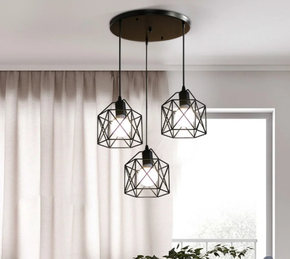 Suspension LED Vintage Nordique en Fer pour Cuisine et Salon