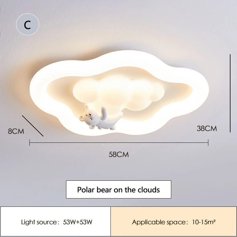 Plafonnier LED Nuage Moderne Crème pour Chambre Enfants et Bébé, Lumière Chaude