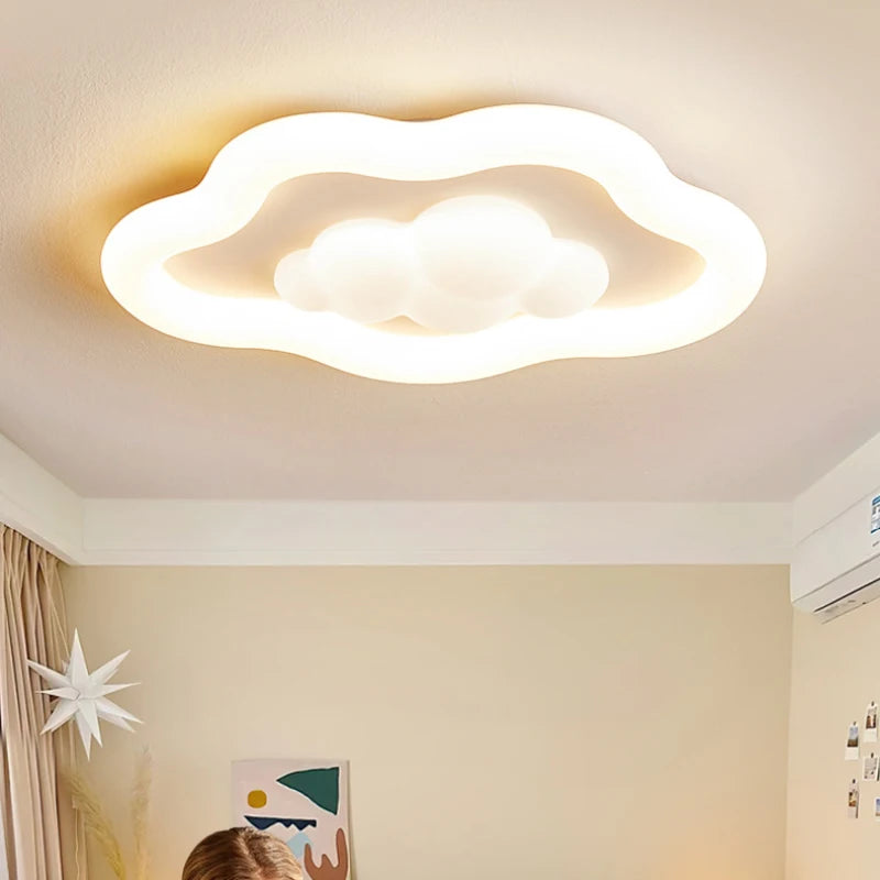 Plafonnier LED Nuage Moderne Crème pour Chambre Enfants et Bébé, Lumière Chaude