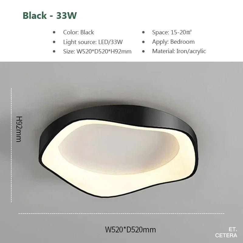 Plafonnier LED design fleur minimaliste en fer noir, blanc et gris, lumière douce et modulable