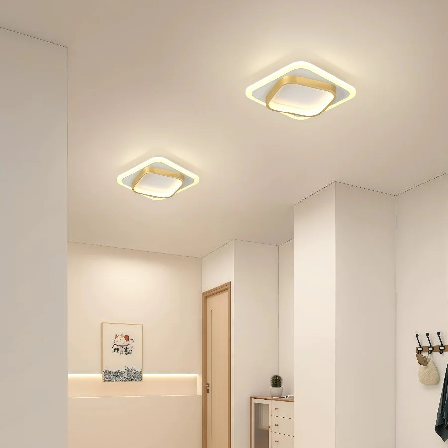 Plafonnier LED métal doré design nordique moderne pour couloir