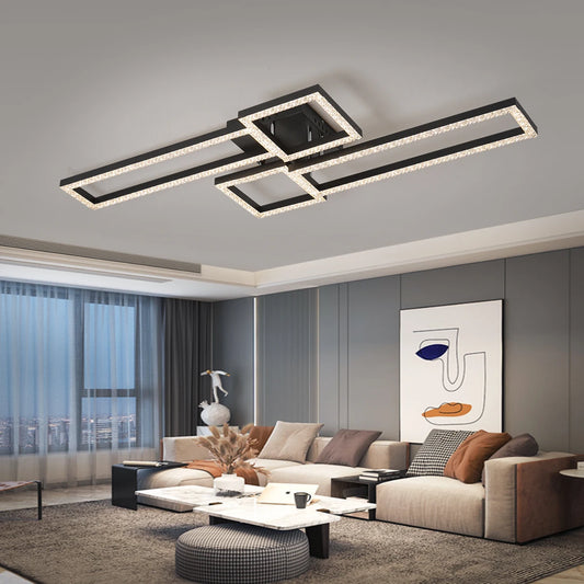 Plafonnier LED moderne design minimaliste en aluminium avec télécommande, lumière d'ambiance chaleureuse