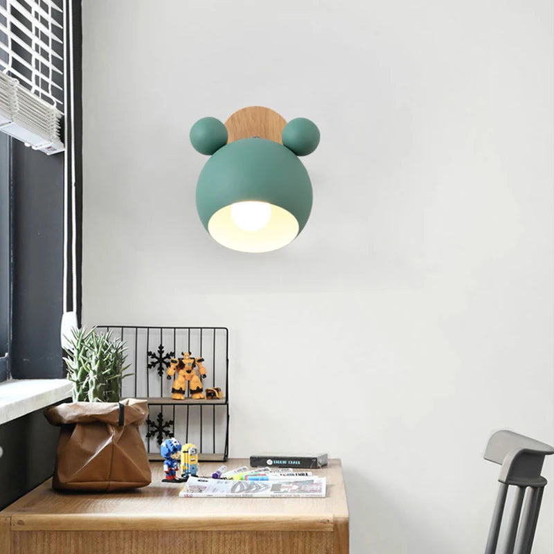 Applique Murale Moderne en Fer Coloré Mickey, Luminaire Intérieur Nordique