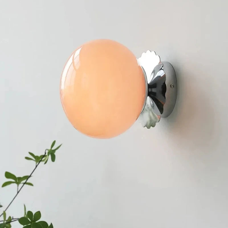 Applique Murale Sphérique en Verre et Fer Forgé, Lumière LED Chaude et Ambiance Romantique