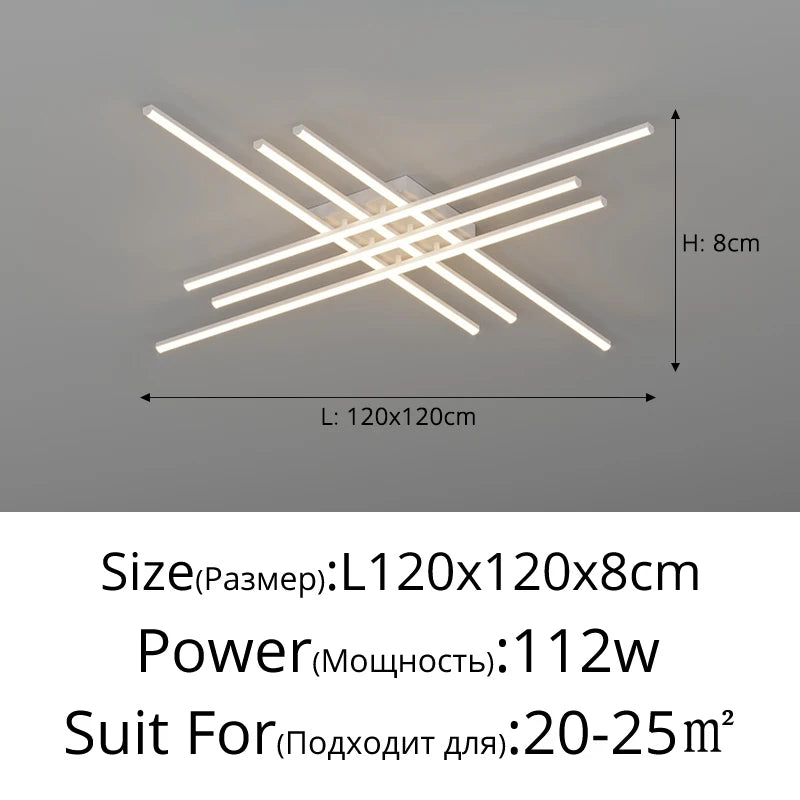 Plafonnier géométrique noir en fer pour salon et salle à manger, lumière variable