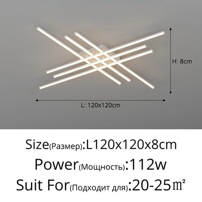 Plafonnier géométrique noir en fer pour salon et salle à manger, lumière variable