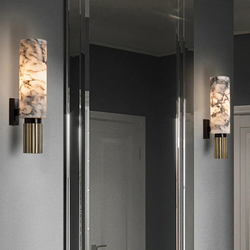 Applique Murale LED en Marbre Naturel, Design Moderne et Luxueux pour Intérieur