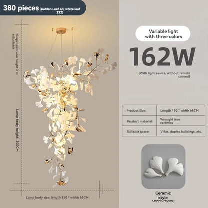 Suspension design moderne en céramique avec ampoules LED G9, ambiance chaleureuse