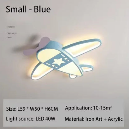 Plafonnier avion dessin animé LED blanc design créatif pour chambre enfant et salon
