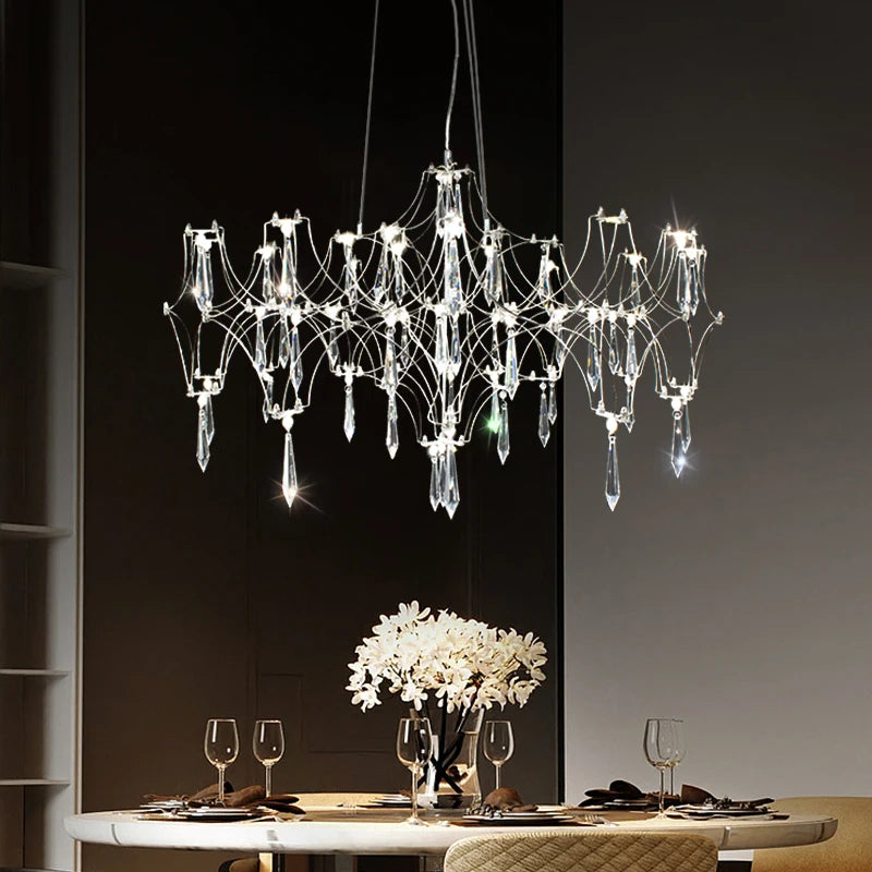 Suspension moderne en cristal pour salon et chambre, éclairage LED dimmable