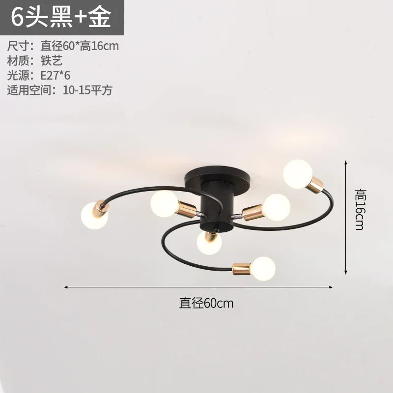 Plafonnier LED minimaliste en métal pour salon et salle à manger