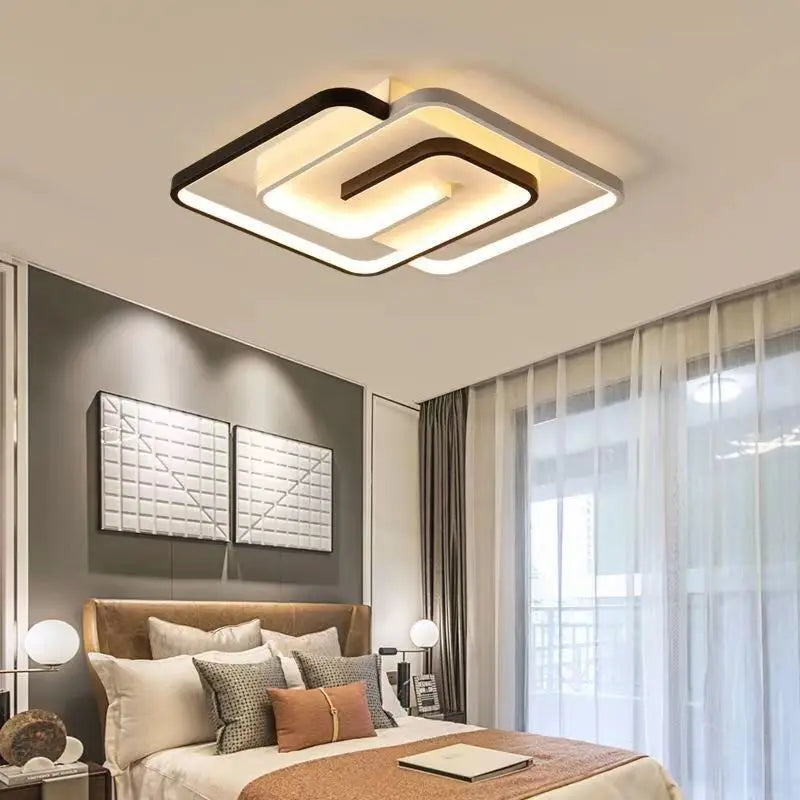 Plafonnier LED Carré Moderne en Aluminium, Lumière Dimmable et Ambiance Chaleureuse