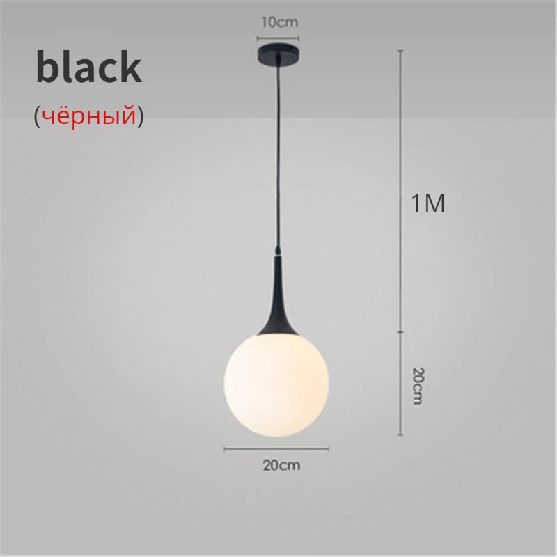 Suspension LED Boule en Verre Nordique, Luminaire Design Moderne
