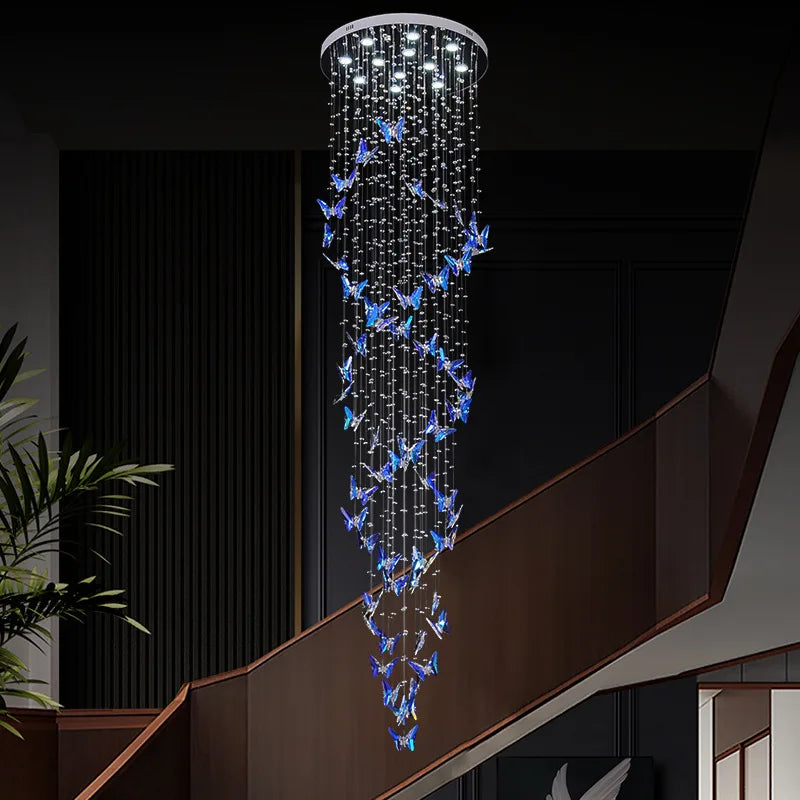 Lustre duplex creux rotatif en cristal style postmoderne pour hall