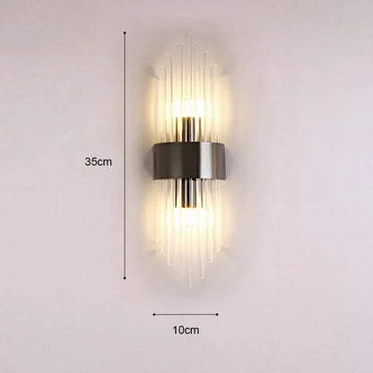 Applique Murale LED Dorée en Acier Inoxydable et Cristal, Éclairage Intérieur Design