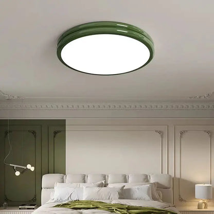 Plafonnier rond Bauhaus vert en métal LED pour ambiance cosy
