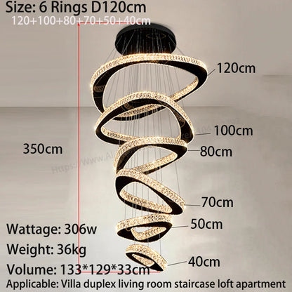 Lustre moderne en cristal pour salon et salle à manger, lumière chaude réglable