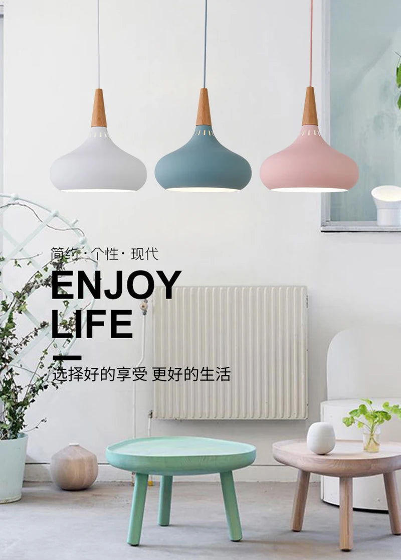 Suspension multicolore moderne E27 en aluminium, éclairage LED 110-220V