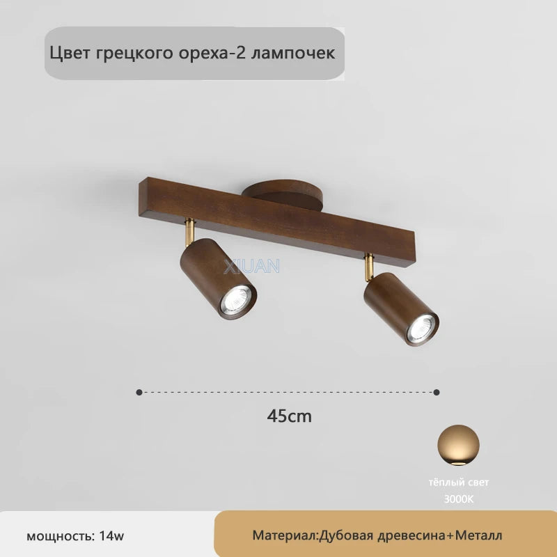 Plafonnier japonais en bois à lumière réglable pour salon et couloir