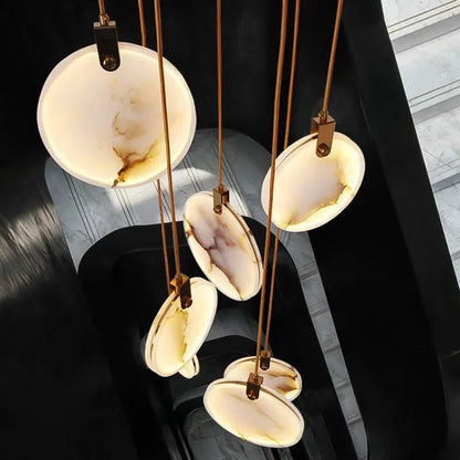 Suspension LED en Marbre Design Moderne, Luminaire pour Salon et Salle à Manger