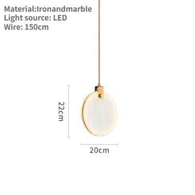 Suspension LED en Marbre Design Moderne, Luminaire pour Salon et Salle à Manger