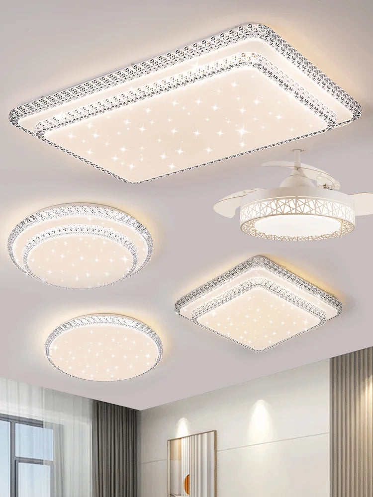 Plafonnier LED moderne design diamant blanc lumière chaude pour salon et chambre