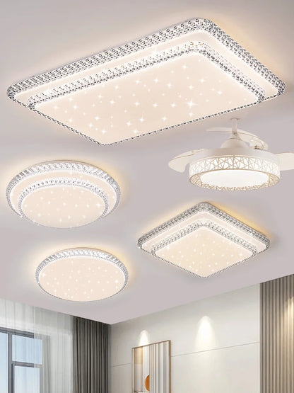 Plafonnier LED moderne design diamant blanc lumière chaude pour salon et chambre