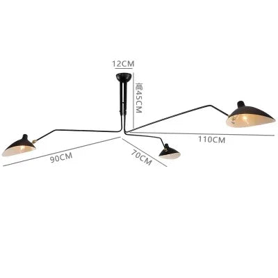 Plafonnier LED suspendu design araignée en métal noir, lumière chaleureuse pour salon et chambre