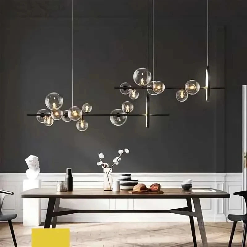 Suspension LED moderne à anneaux en verre, luminaire d’intérieur design
