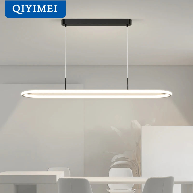 Suspension LED en aluminium noire ou blanche, lumière chaude pour table à manger