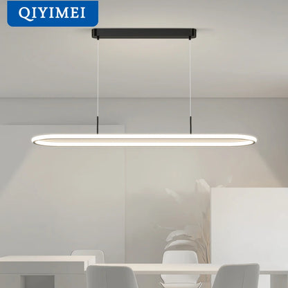 Suspension LED en aluminium noire ou blanche, lumière chaude pour table à manger