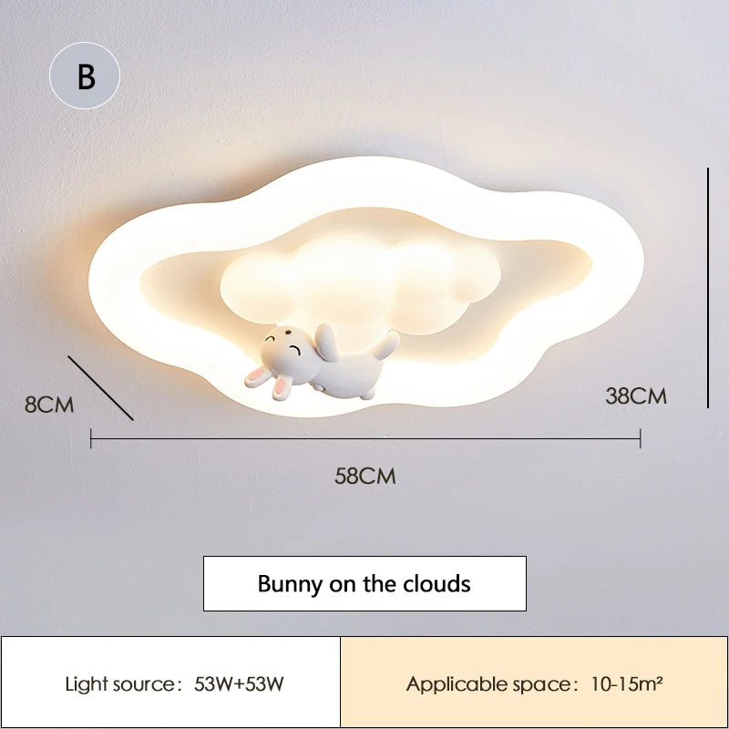 Plafonnier LED Nuage Moderne Crème pour Chambre Enfants et Bébé, Lumière Chaude