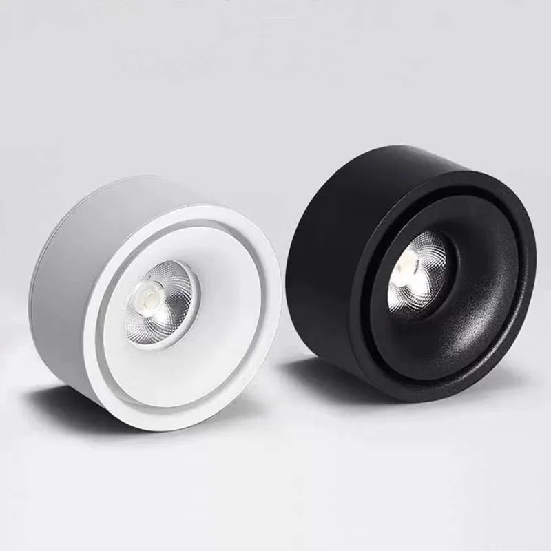 Plafonnier LED circulaire COB dimmable en aluminium, 7-15W, lumière chaude