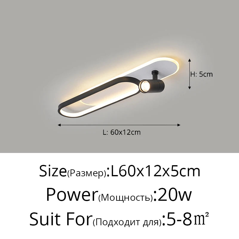 Plafonnier LED moderne avec projecteur or pour chambre et bureau