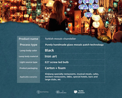 Suspension mosaïque en alliage style bohème pour chambre et salle à manger